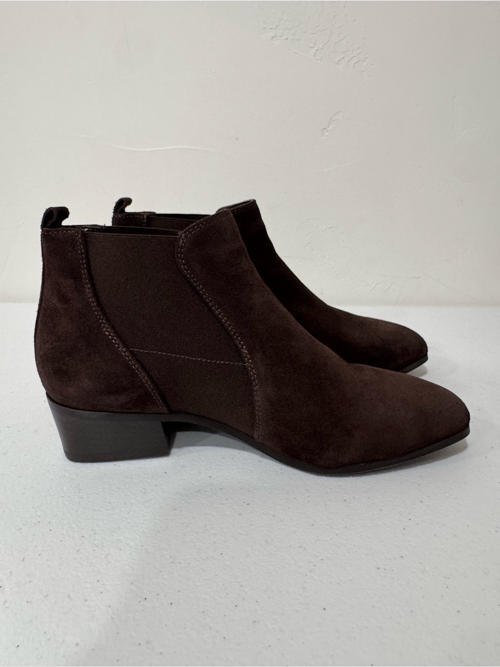 Aquatalia Fiona Crosta Chelsea Weatherproof Chocolate Brown Suede Ankle Boot 6